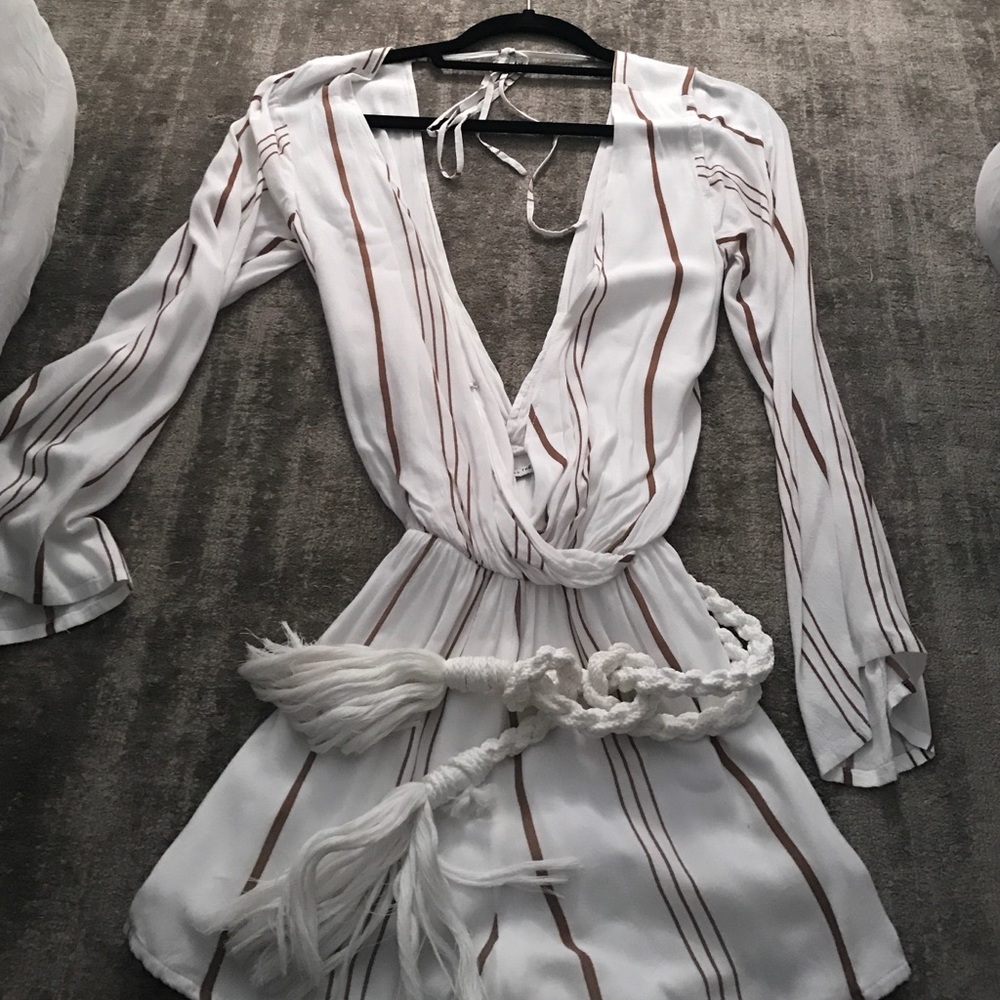 COPY - White with gold stripes romper